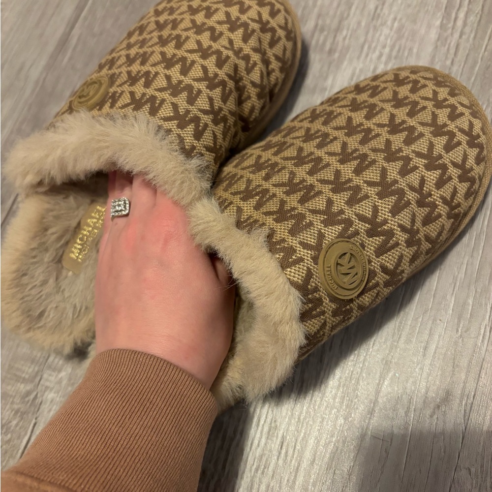 Michael Kors Brown Fur-Lined Slippers